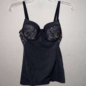 MAIDENFORM Love The Lift Lace Foam Cup Firm Shaping Cami BLACK 32C Shapewear